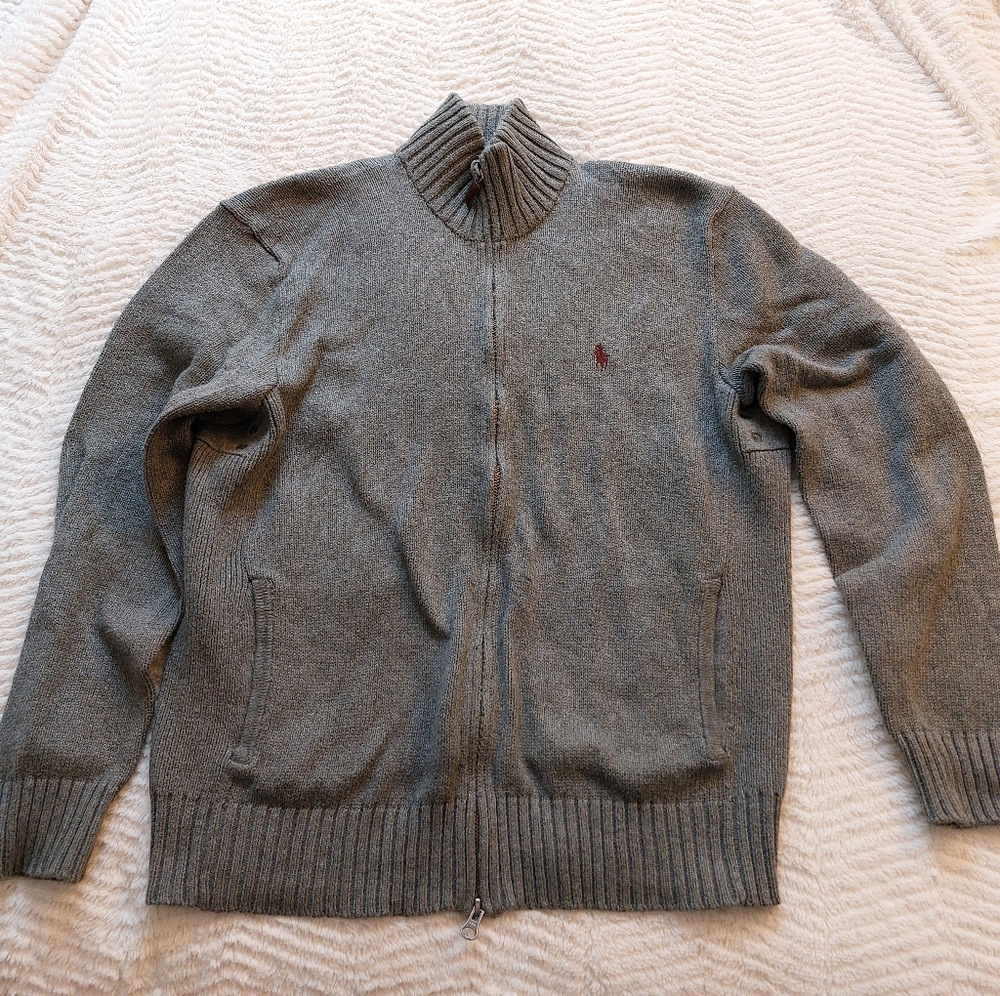 Ralph Lauren Zip Up Cardigan Knit Sweater